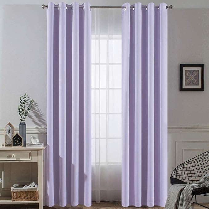 Yakamok Lilac Blackout Curtains 84 Inch Length Room Darkening Thermal Insulated by Yakamok