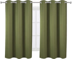 LEMOMO Oilve Green Blackout Curtains 38 x 54 Inch Length/Set of 2 Curtain - Image 2
