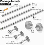 YaFex Heavy Duty Curtain Rods 32-120 Inch, 1 Inch Adjustable Silver Curtain Rod - Image 9