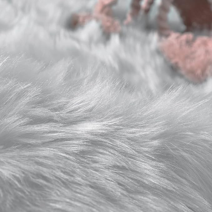 Goolela Grey Round Rug 4ft Fluffy Circle Fuzzy Furry Carpet - Image 6