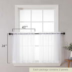 Kitchen Curtains 24 Inch Length Tier 2 Pieces, Cafe Bathroom Basement Rod - Image 2