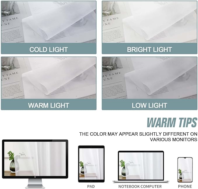 White Sheer Curtains for Window 72 inches Long 2 Panels Set, Soft Airy Modern - Image 6