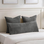 Fancy Homi Set of 2 Dark Gray Boho Long Lumbar Body Decorative Throw Pillow - Image 2