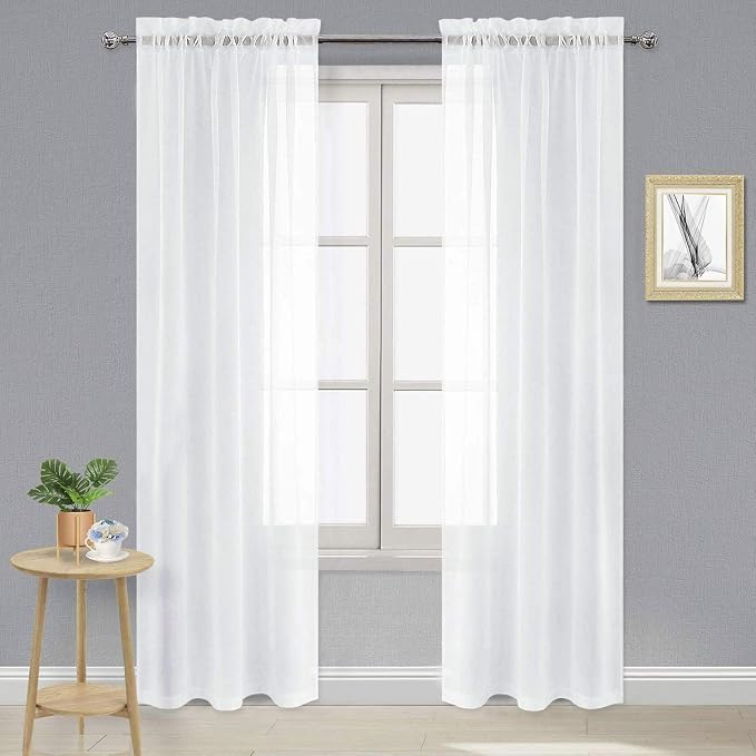 DWCN White Sheer Curtains 90 inches Long by DWCN