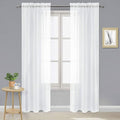 DWCN Sheer White Curtains 95 inch Length 2 Panels, Elegant Rod Pocket Solid by DWCN