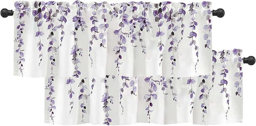 2 Pack Watercolor Purple Leaves Window Valance by debraleye
