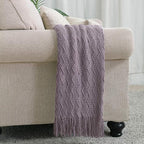 BOURINA Dark Lavender Throw Blanket 50 x90 Inches Textured Solid Soft Sofa - Image 2