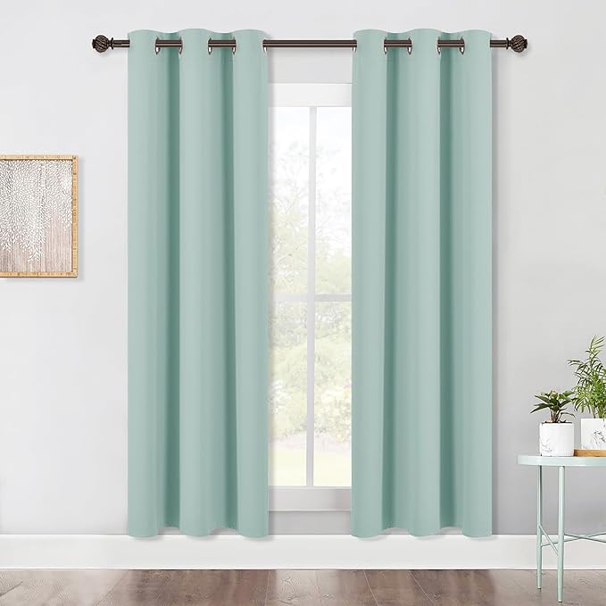 NICETOWN Blackout Window Curtains 70" L, 2 Panels, 34 inch, Aqua Blue, Grommet by NICETOWN