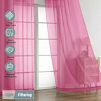 Sheer Curtains 63 Inch Length 2 Panels, Voile Sheer Curtain - Image 5