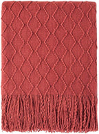 BOURINA Rust Throw Blanket 60x80 Inches Throw Textured Solid Soft Sofa Throw by BOURINA