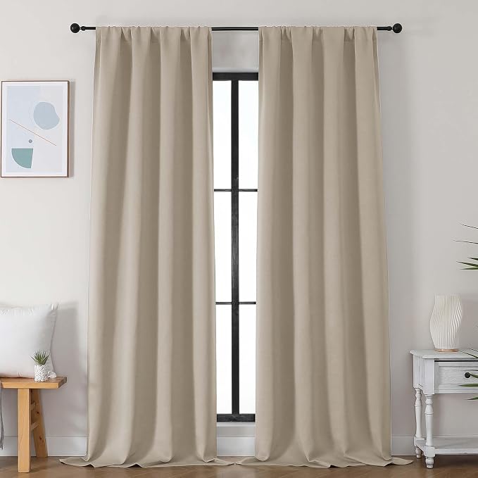 Simplebrand Ava Biscotti Beige Blackout Curtains by Simplebrand