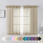 Aiyufeng Taupe Sheer Curtains 45 Inches Long 2 Panels Set, Semi Transparent by Aiyufeng