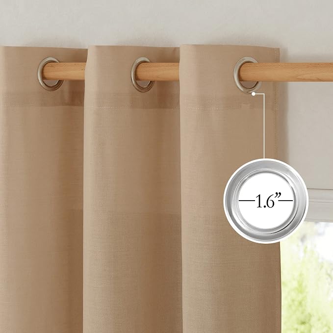 NICETOWN Camel Linen Doorway Curtains 80 inches Long, Grommet Thick Linen Weave - Image 2