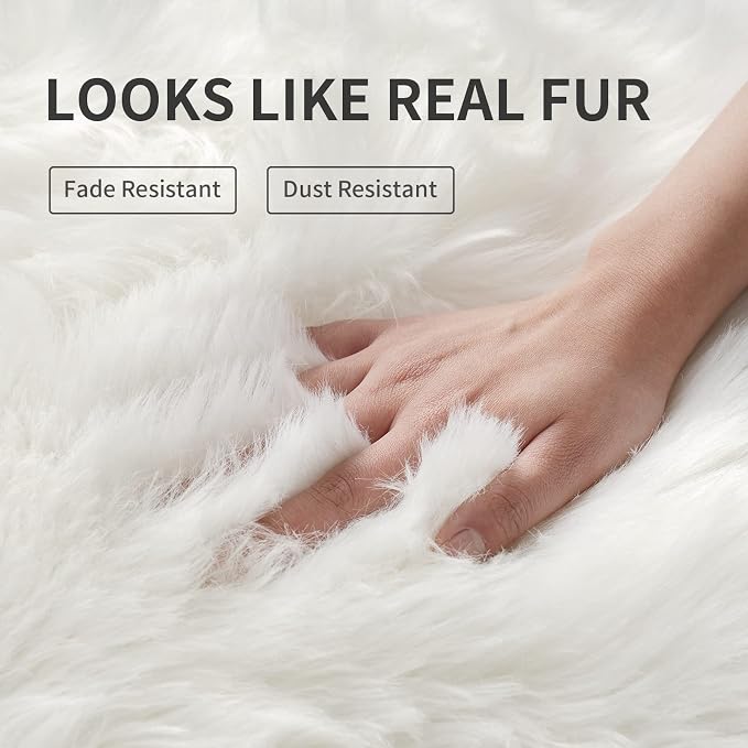 Fluffy Area Rug, Furry Bedside Nursery Rug Plush Indoor Floor Carpet - Image 4