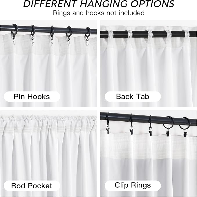 RYB HOME White Velvet Curtains 84 inches 2 Panels Set - Image 3