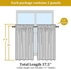 OWENIE Short Aqua Sheer Curtains 36 Inch Length 2 Panels Set, Kitchen Tiers - Image 2