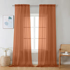 Chyhomenyc Orange Sheer Curtains 96 inches Long 2 Panels, Light Filtering Soft by Chyhomenyc