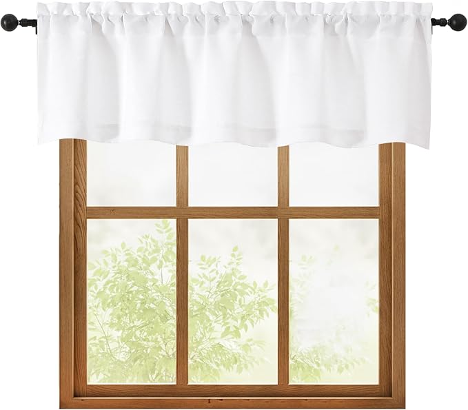 OWENIE White Valances for Windows 1 Pcs, Light Filtering Textured Farmhouse by OWENIE