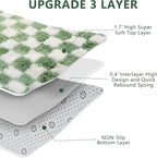 Area Rugs for Bedroom Living Room, 5x8 Green and White Fluffy Soft Checkered - Image 6
