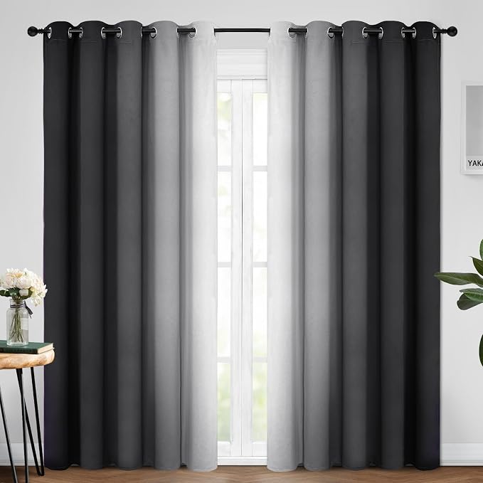 Yakamok Room Darkening Ombre Curtains 96 Inch Length, Light Blocking Grommet by Yakamok