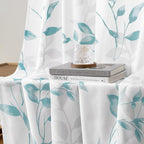 HOMEIDEAS Non-See-Through Teal and White Privacy Sheer Curtains 52 X 63 Inch - Image 5
