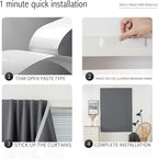 Magic Tape Stick On Curtains Window Shades Pull Down Blackout Window Cover - Image 3
