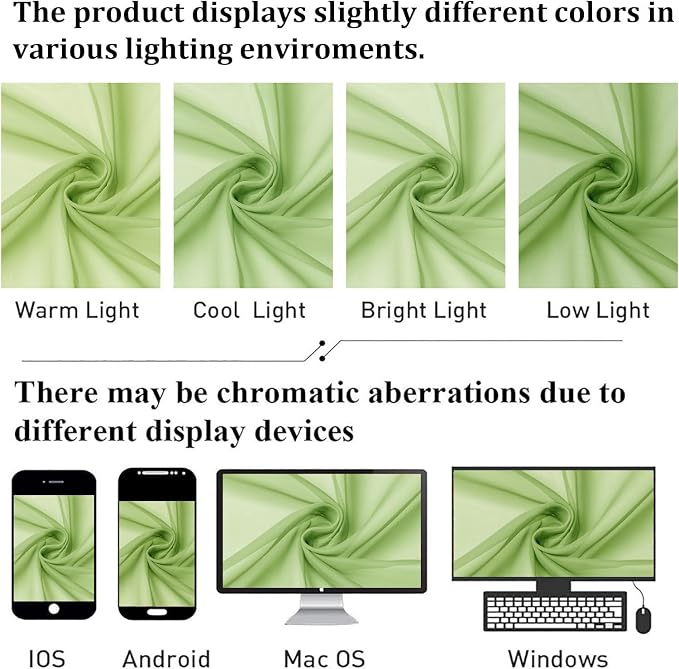 Lecloud Lime Sheer Curtains 96 Inches Long 2 Panels, Dual Rod Pockets Living - Image 4