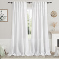 Nanspring White Linen Curtains for Living Room Farmhouse Light Filtering Semi by Nanspring