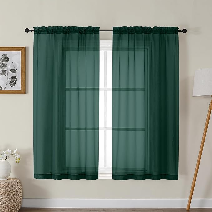 Gwine Hunter Green Sheer Curtains by Gwine