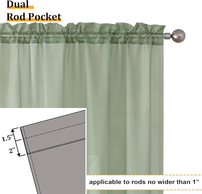 Aiyufeng Sheer Bedroom Curtains 2 Panel Sets 84" Inch Length - Image 4