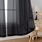 Simplebrand Black Short Sheer Curtains 45 Inch Length - Image 4