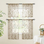 HOMEIDEAS Taupe Sheer Kitchen Curtains 30 X 36 Inch Length 2 Panels Beige - Image 5