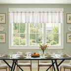 jinchan Striped Linen Valance Curtain 16 Inch Vertical Striped Valance - Image 3