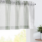 jinchan Striped Linen Valance Curtain 16 Inch Vertical Striped Valance by JINCHAN