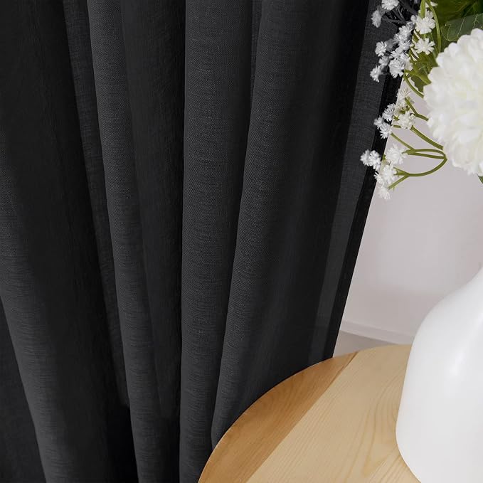 Tollpiz Sheer Curtain Linen Textured Living Room Curtains Sheer Light Filtering - Image 3