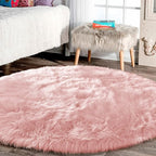 Latepis Pink Rugs for Bedroom Girls Round Rugs 8ft Large Area Fluffy Circle by Latepis