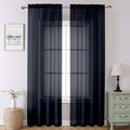 Lecloud Black Sheer Curtains 90 Inches Long 2 Panels Set, Privacy Voile Light by Lecloud