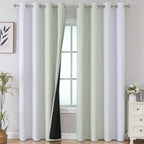 Estelar Textiler Sage and Grayish White Blackout Curtains 108 Inches Long - Image 2
