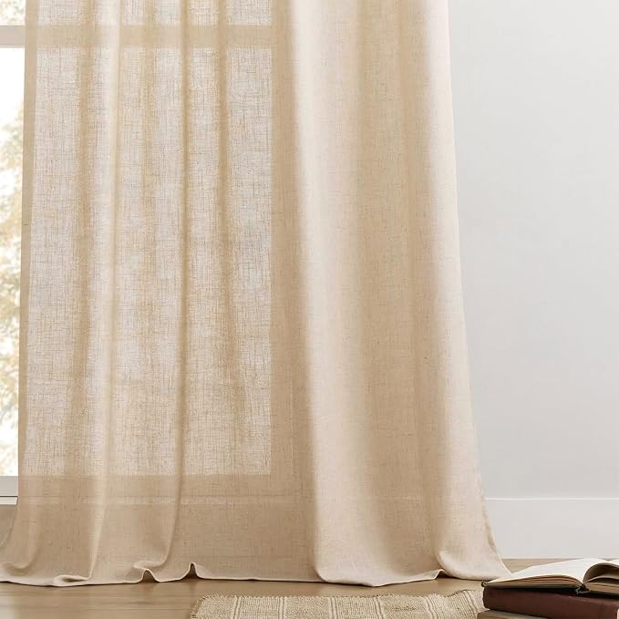 Joydeco Linen Curtains 108 Inch Length 2 Panel Sets, Light Filtering Curtains - Image 6