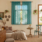 WAZZIO Boho Lace Curtains 2 Panels 63 Inch -Victorian Sheer Panel Drape French - Image 2