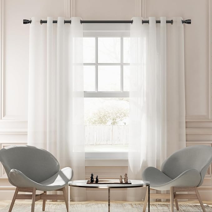 Hradecti 1' Diameter Matte Black Curtain Rod, 30-60 inch, Fits 30-54 Windows - Image 6