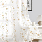 HOMEIDEAS Yellow Sheer Curtains 63 Inch Length 2 Panels Yellow and White - Image 7