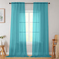 Turquoise Sheer Curtains for Bedroom Living Room 96 Inches Long 2 Panels by WelvetBLK