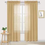 DWCN Taupe Sheer Curtains Semi Transparent Voile Rod Pocket Curtains by DWCN