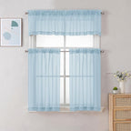 Chyhomenyc Sky Blue Sheer Curtains 30 inch Length 2 Panels, Light Filtering - Image 2