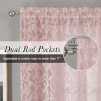 Lecloud Leia Clip Textured Sheer Blush Curtains 45 Inch Length 2 Panels - Image 2