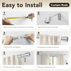 IFELS Heavy Duty Curtain Rods for Windows 48 to 84 Inch, 1 Inch Silver Curtain - Image 7