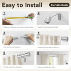 IFELS Heavy Duty Curtain Rods for Windows 66 to 120 Inch, 1 Inch Silver Curtain - Image 7