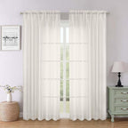 Lecloud Ivory Sheer Curtains 78 Inches Long 2 Pcs, Rod Pocket Light Filtering by Lecloud