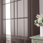 Aiyufeng Chocolate Sheer Curtains 45 Inches Long 2 Panels, Solid Voile Top Dual - Image 6